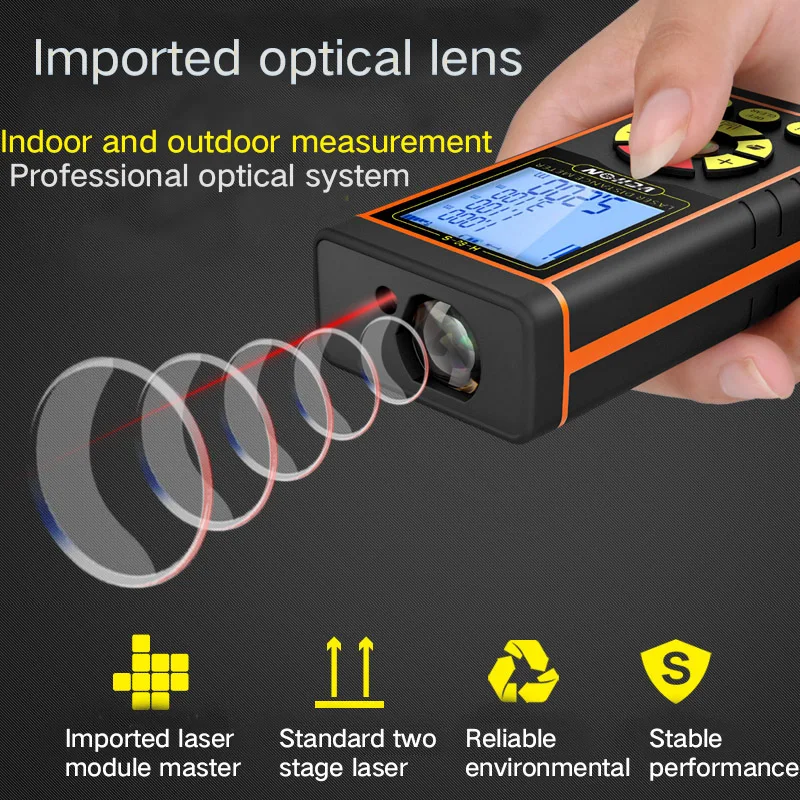 Лазерный дальномер TECLASER лазерный измеритель с ЖК подсветкой и режимом Пифагора