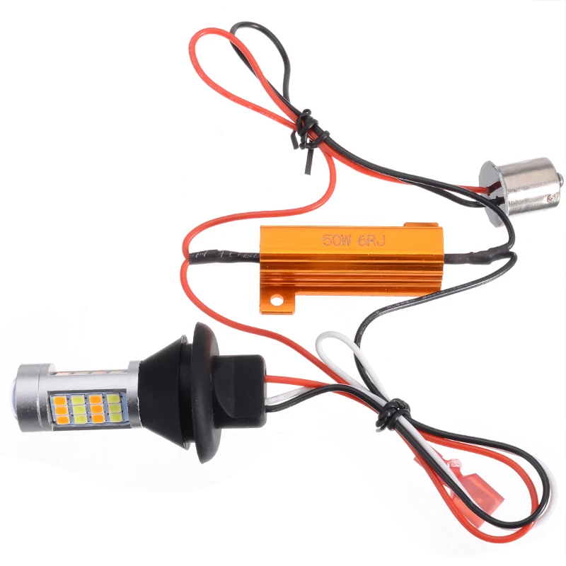 1156 P21W S25 BA15S 42 светодиодный горки Белый DRL Янтарный светильник дневного +