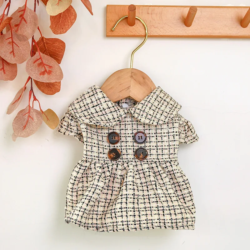 Разноцветная Одежда для собак с пуговицами и декором осенне-зимнее милое платье