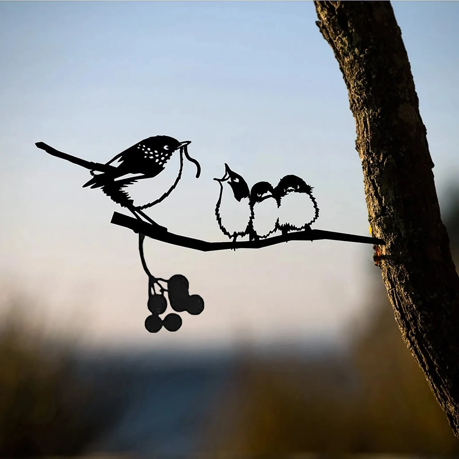

New Fashion Metal Tree Yard Art Tree Bird Animal Art Garden Stainless Steel Art Metal Bird Home Garden Decoration Hot sell