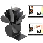 Черный камин, 4 лезвия, рабочая деревянная горелка Ecofan, тихая домашняя фотография, эффективное распределение тепла