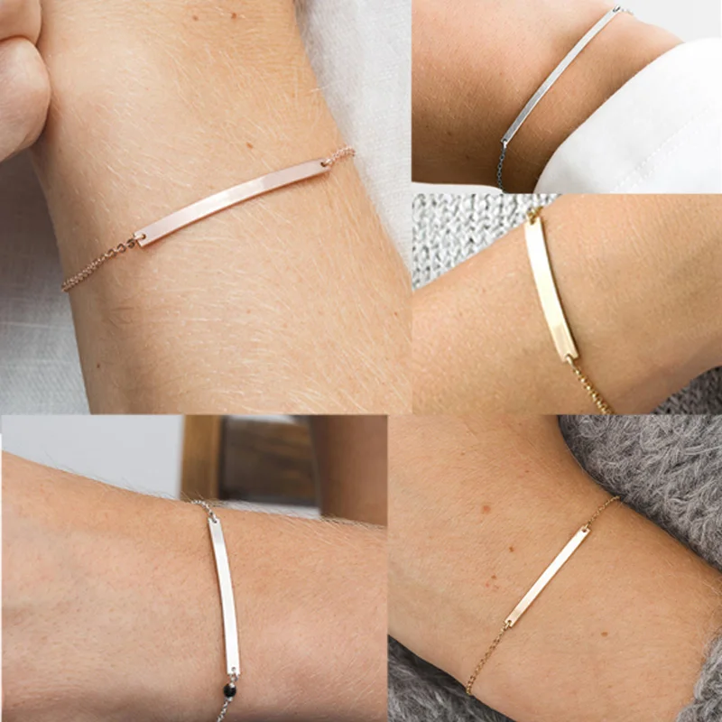 

Женский геометрический прямоугольный браслет из нержавеющей стали, модный минималистичный декор, ювелирное изделие, подарок на праздник