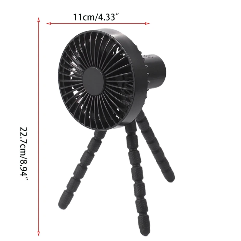 

2021 New 3 Speed USB Rechargeable 1800mAh Battery Powered Clip Fan with Flexible Tripod