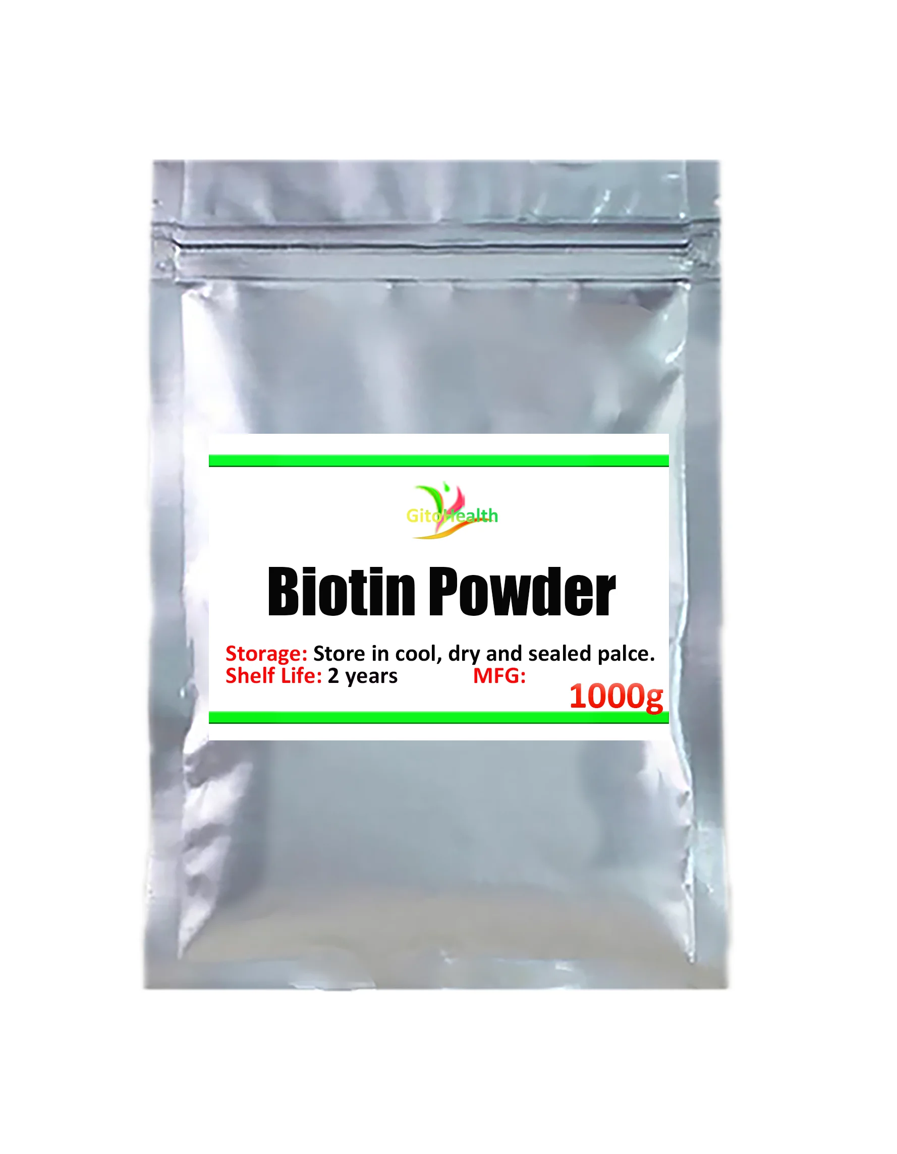 

100g-1000g high quality food grade biotin powder, vitamin H, vitamin B7, d-biotin, coenzyme R, prevent white hair and hair loss