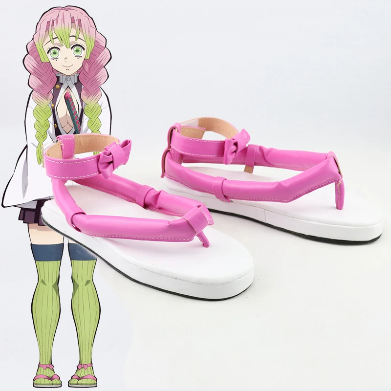 Anime Comic Demon Slayer Kimetsu no Yaiba, zapatos de Cosplay, Kanroji Mitsuri, zapatos de samurái rosa, zapatos de ocio diario
