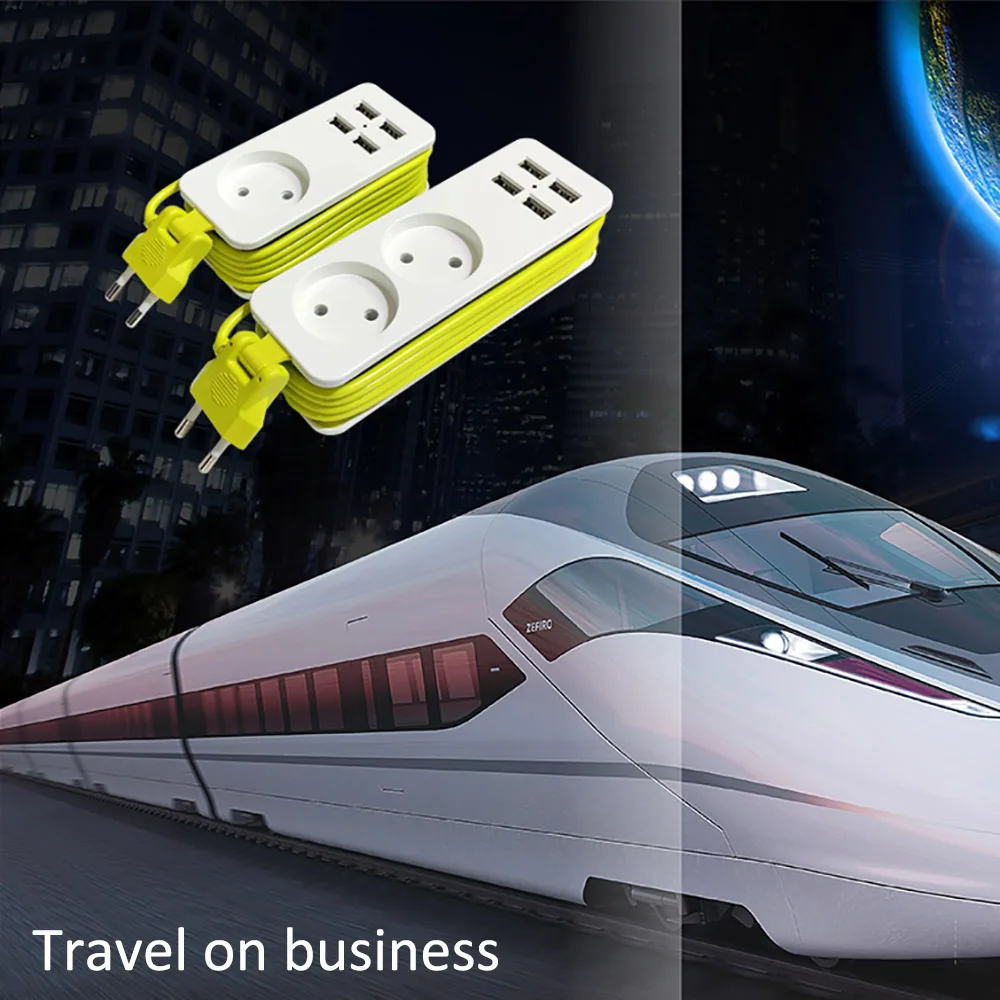 Дорожный адаптер портативный кабель 1 5 м удлинитель с вилкой Стандарта ЕС 1/2 4usb