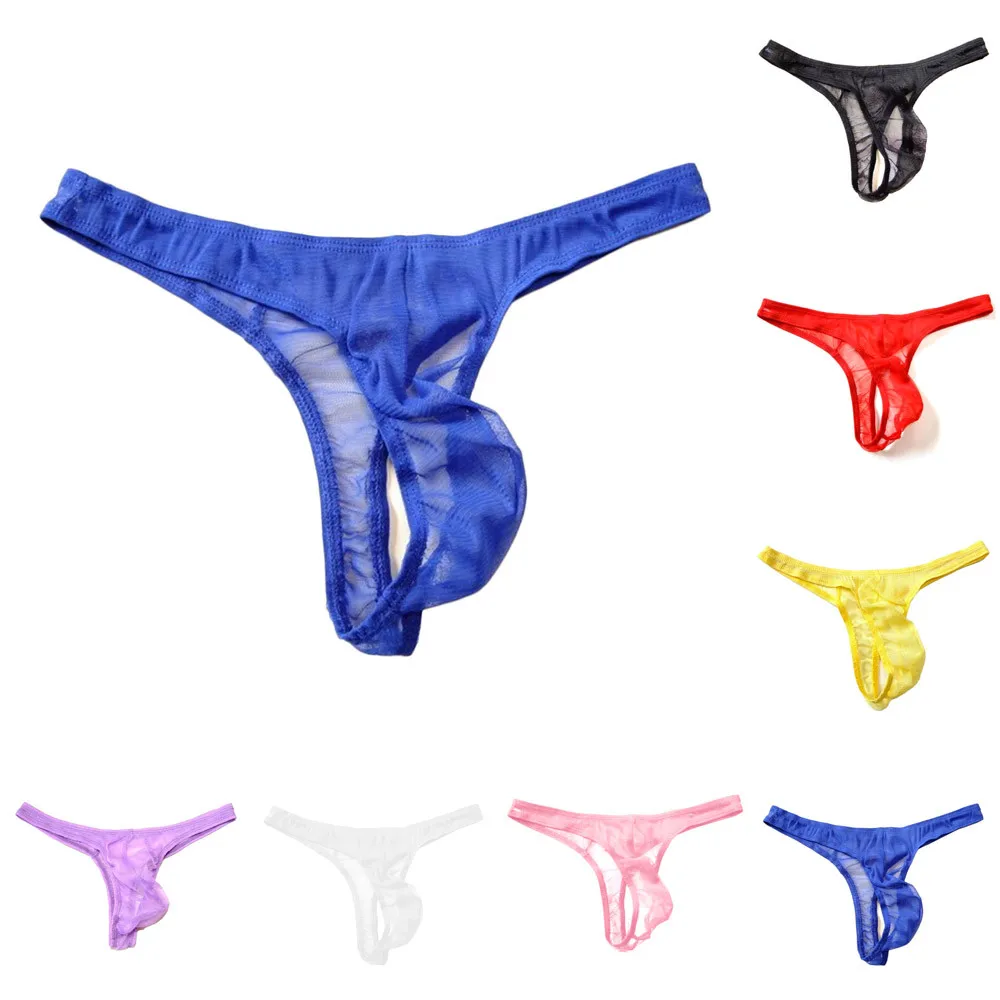 

Men's Sexy Seamless Breathable Bulge Pouch Underwear Low Rise G-String T-Back Briefs Transparent Perspective Male Underwear New