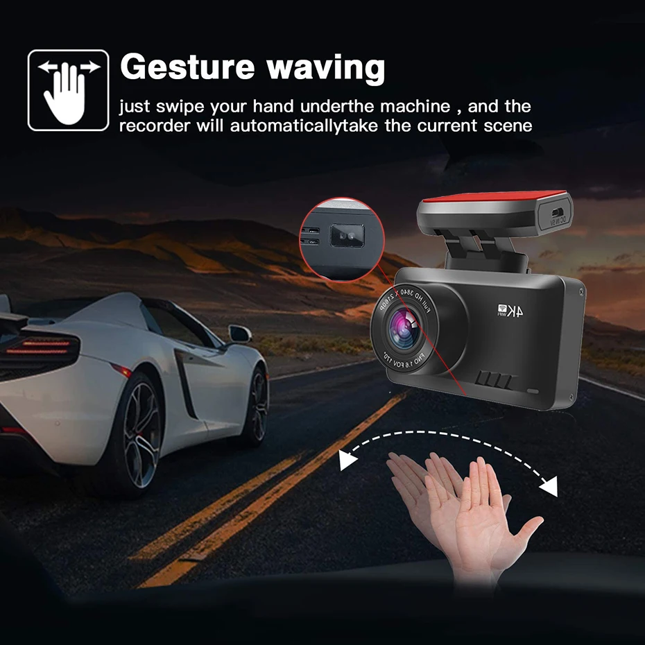 Автомобильный видеорегистратор 2 4 дюйма 4K GPS Wi-Fi камера для приборной панели