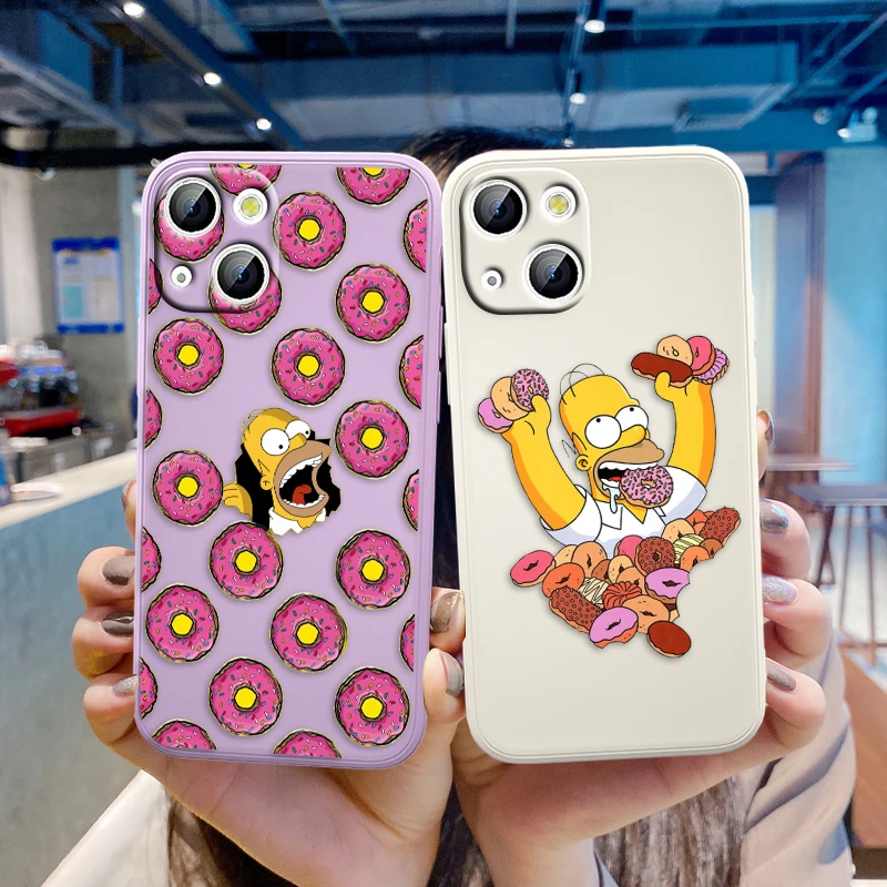 

The Simpsons Big Donut For Apple iPhone 13 12 Mini 11 Pro XS MAX XR X 8 7 6S SE Plus Liquid Silicone Soft Cover Phone Case