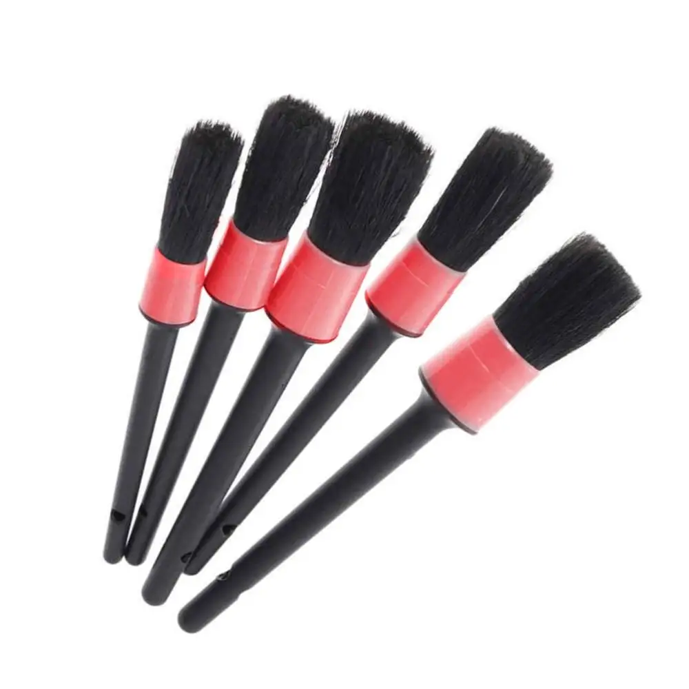 

5 in 1 Boar Hair Car Cleaning Brush Set Detail Brush for Cleaning Automotive Wheels Rims Interior and Exterior