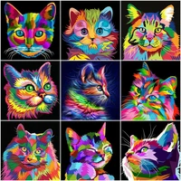 zooya 5d diy diamond painting cat rhinestone pictures diamond embroidery colorful animals cross stitch kit home decoration