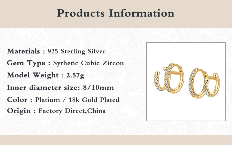 

BOAKO Luxury Real 925 Sterling Silver Hoop Earrings For Women Bling Double Layer Zircon Earrings Fine Jewelry pendientes W5