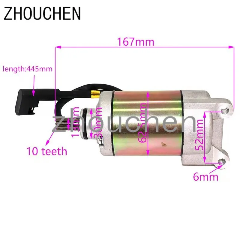 

CB250 10 Teeth Motorcycle Starter High Performance Aluminum Electric Starting Motor For Loncin Air-Cooled Engines CQ-147