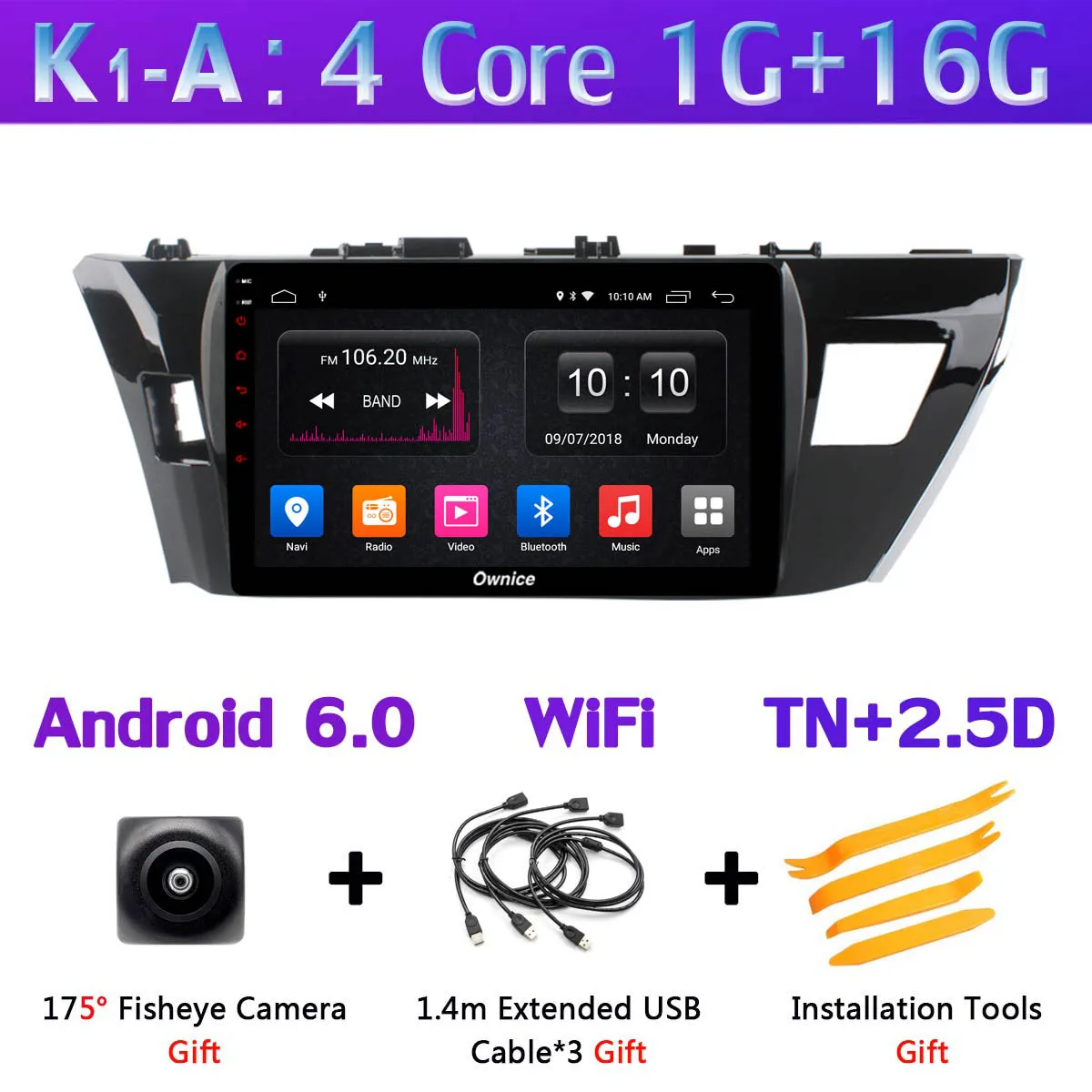 360 ° панорамный 4 × камера Android 9,0 4G+ 64G gps радио CarPlay DSP Автомобильный плеер для Toyota Corolla Lewin E160 E170 E180 - Цвет: K1-A