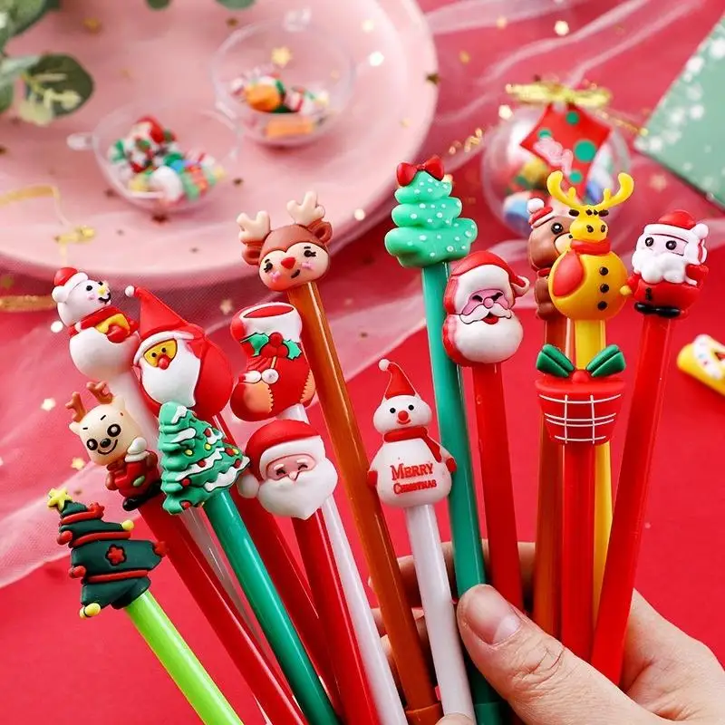 

0.38mm Christmas Cartoon Gel Pen Black Ink Neutral Pen Santa Reindeer Tree Snowmen Signature Pen School Stationery Gifts
