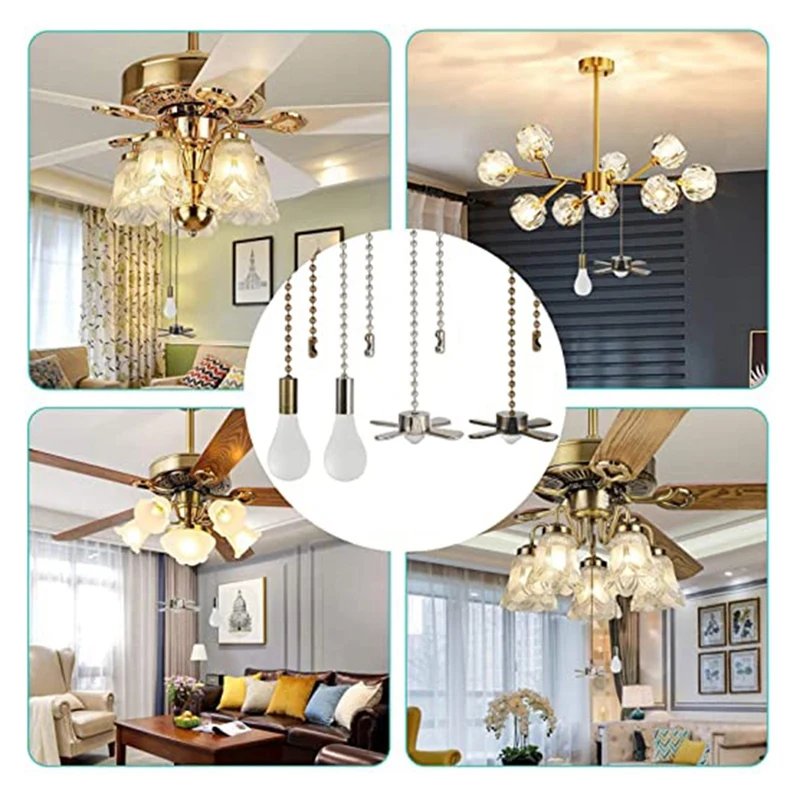 

1Set Ceiling Fan Pull Chain Pull Chain Extension with Connector Copper Beaded Ball Pull Chain for Ceiling Light Fan