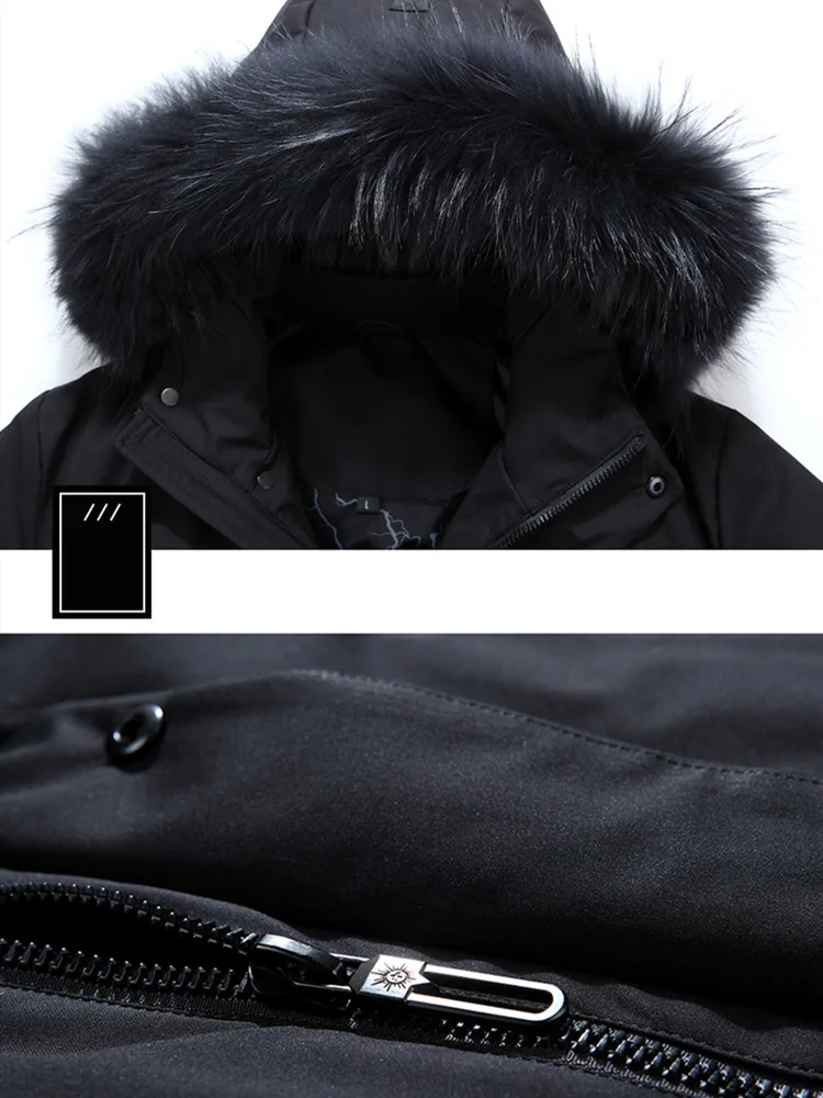 Мужской зимний пуховик с капюшоном VSD Камуфляжная парка из меха енота и гусиных