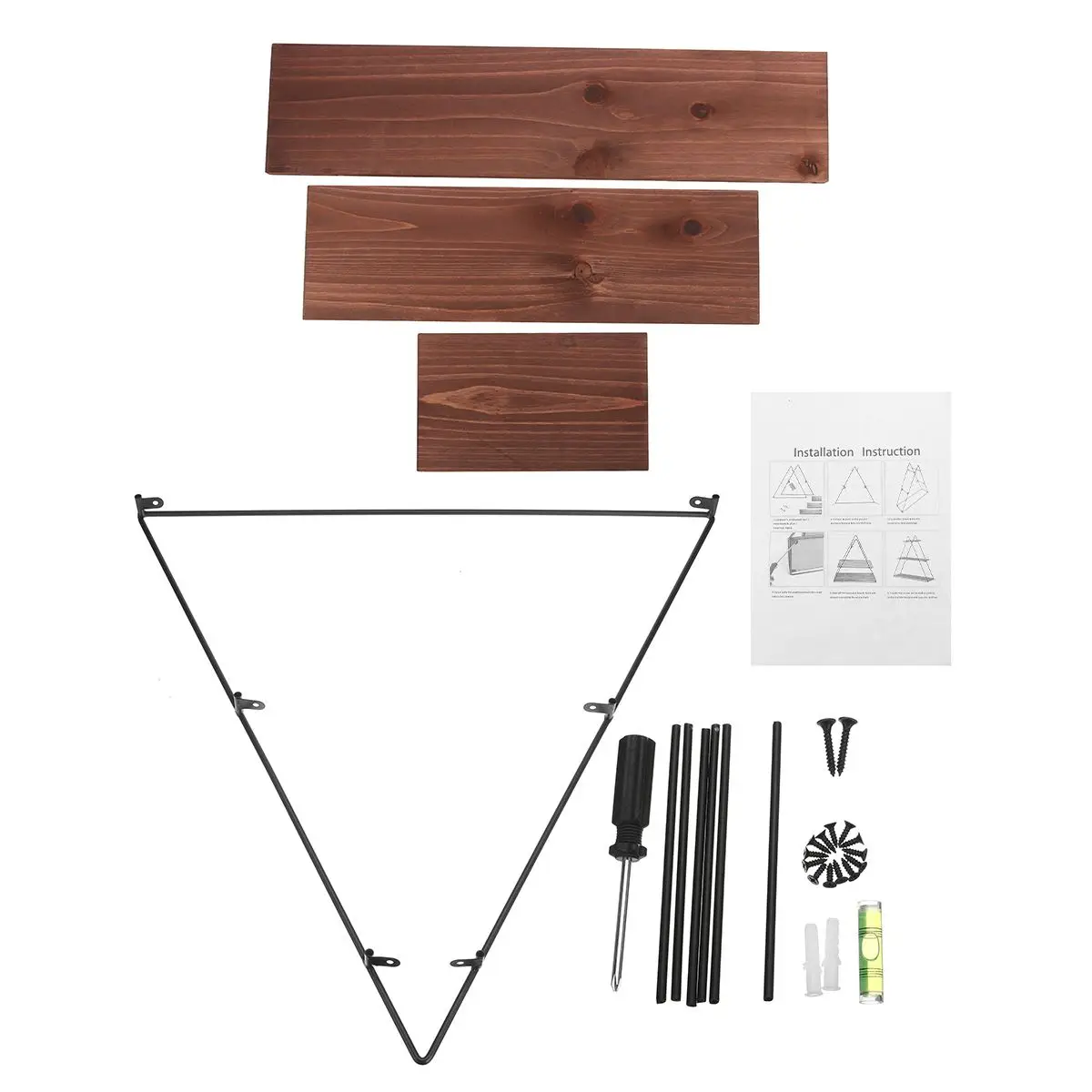 

Metal Wall-Mounted Hanging Triangle Shelf Creative-Triangle Wall Frame Natural Wood House Storage Rack Home Decoration