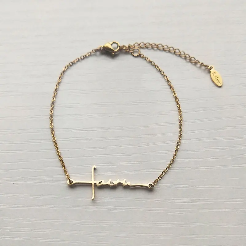 1 шт. новый дизайн браслет крест вера из нержавеющей стали с буквами шармы