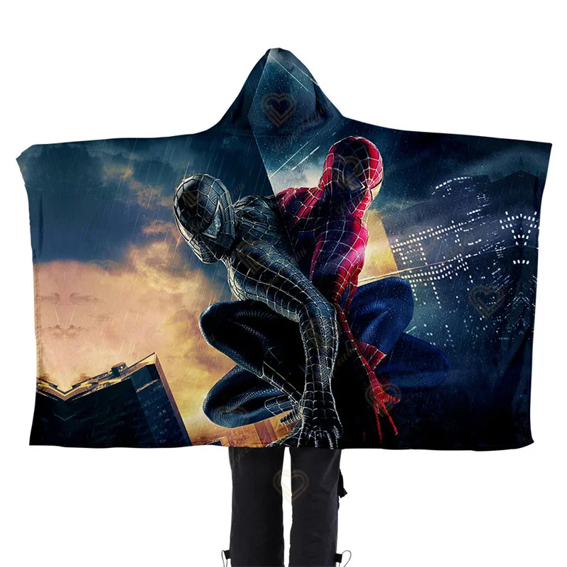 

Marvel Cartoon Print Soft Flannel Warm Fleece Plush Blanket Baby Kids Boys Birthday Gift Hooded Blankets Christmas Gifts