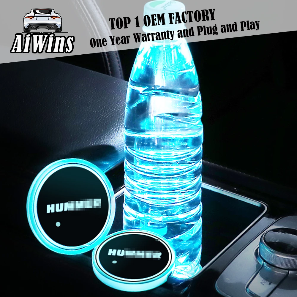 Aiwins автомобильный светящийся коврик для посуды для Hummer H3 H2 H1 автомобильный светящийся Логотип Аксессуары Atmospherelight