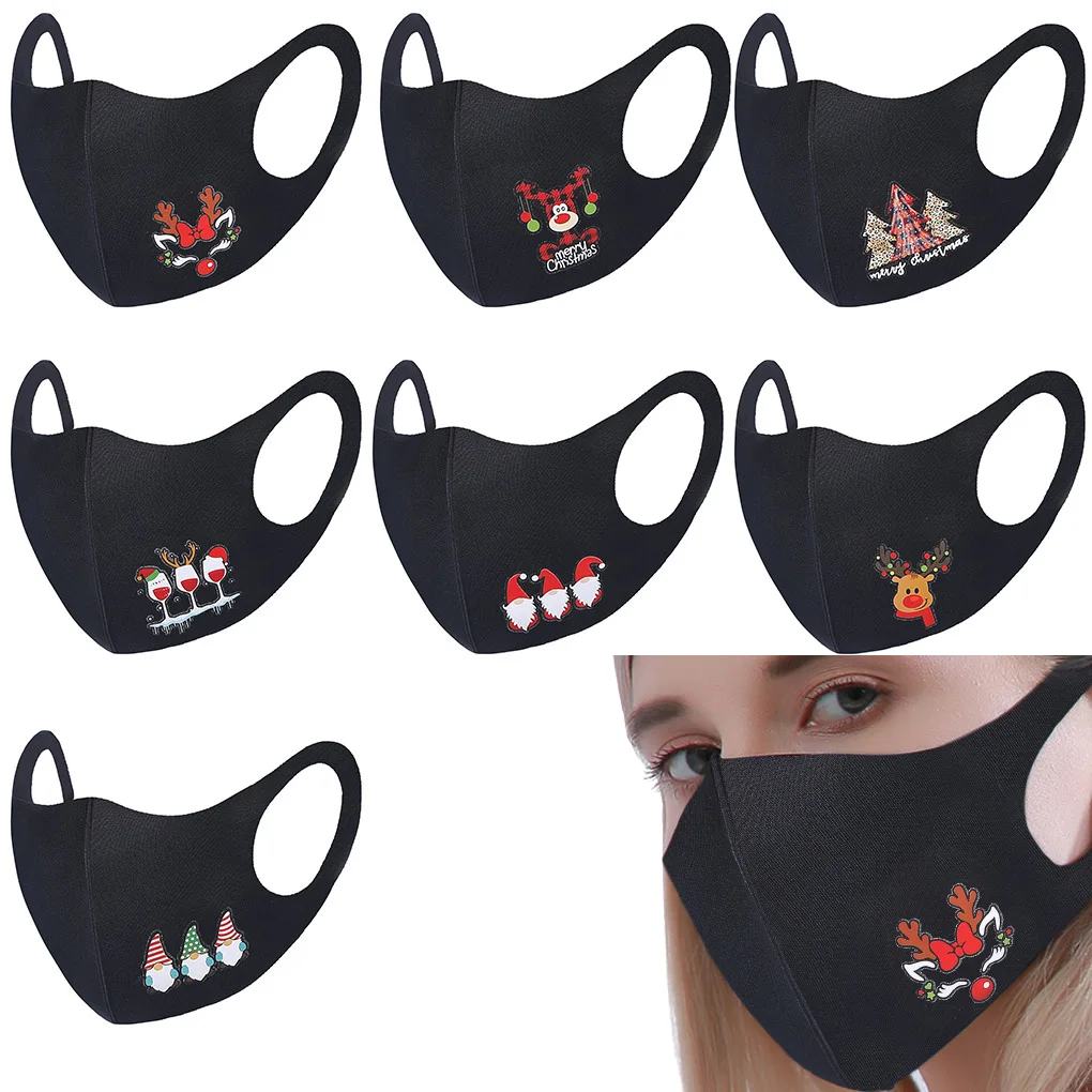 

Christmas Ornaments Cartoon Print Adult Mask Christmas Decoration Face Mask Party Supplies New Year Christmas Theme Decorat