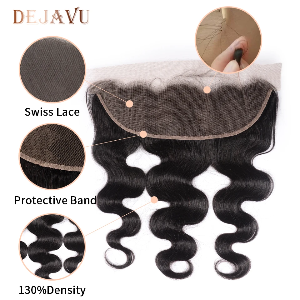 

Dejavu Body Wave Frontal With Bundles Peruvian Hair Bundles With Closure Non-Remy 8-28 Inch Bundles With Frontal Hair Extension