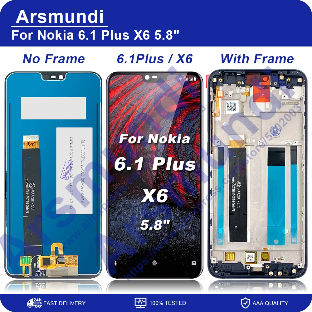 5.8-дюймовый дисплей сенсорного экрана LCD для Nokia X6 6.1Plus с заменяемой сборкой дигитайзера 6.1 Plus TA-1103 TA-1083 TA-1099.
