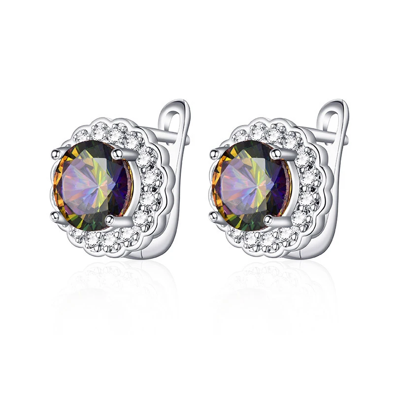 Silver-Colorful MAIKALE, модные женские серьги-гвоздики, золотые, серебряные, круглые серьги, инкрустированные кубическим цирконием, высокое качество, роскошные серьги, ювелирное изделие - Окраска металла: Silver-Colorful
