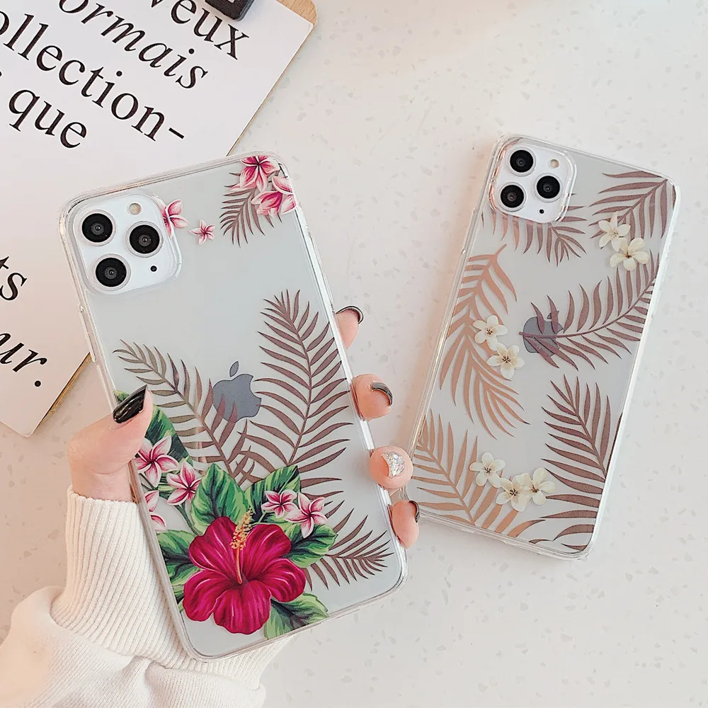 Netarlier Золотой хром Листья красные цветы чехол для телефона iPhone 11Pro Max Xsmax XR 7Plus XS 7 8