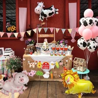 1set farm animal cake topper toppers cow pig banner horse lion pet walking balloons kids gift birthday party decoration supplies