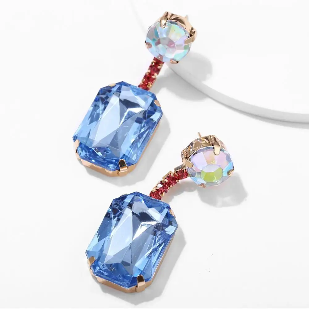 Женские простые серьги подвески в стиле бохо с платиновым голубым топазом и