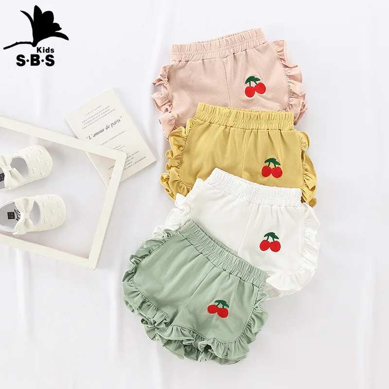 Детская одежда лето 2020 Новое поступление штаны для девочек с вышивкой вишни