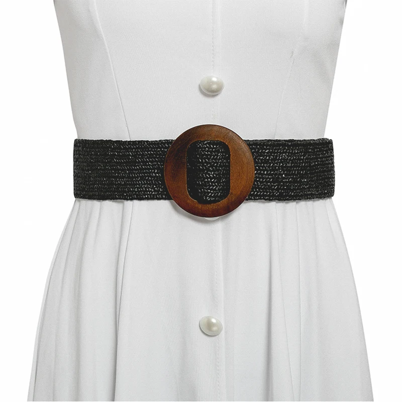 BerryGo богемский широкий женский ремень с квадратной пряжкой Леопардовый плетеный