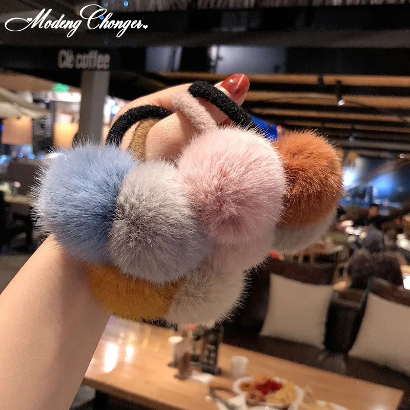 

Fashion Sweet High Elasticity Rubber Band Hair Ring Lovely Contrast Hair Ball Hair Band Hair Rope Girl Headwear Hair Accessories