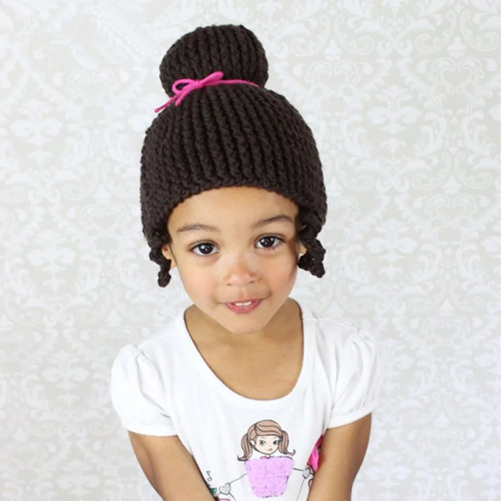 Детская Рождественская однотонная вязаная шапка зимняя плотная детская крючком