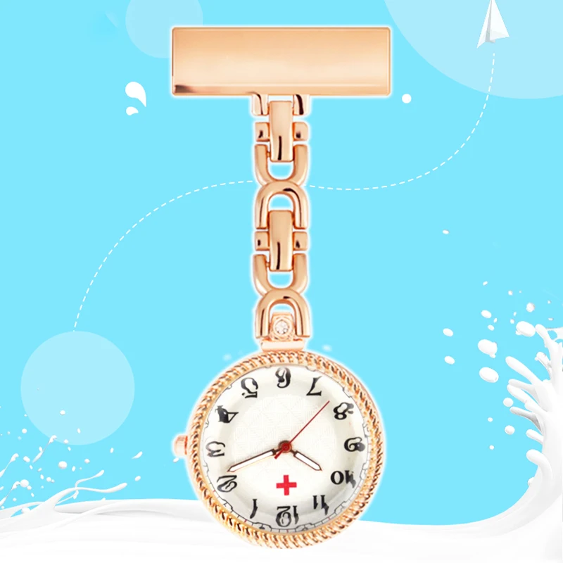 ALK Retro Nurse Watches Clip-on Fob Pocket Medical Watch Brooch Doctor Gift Stainless Steel Nurse Clock Hospital RoseGold Silver