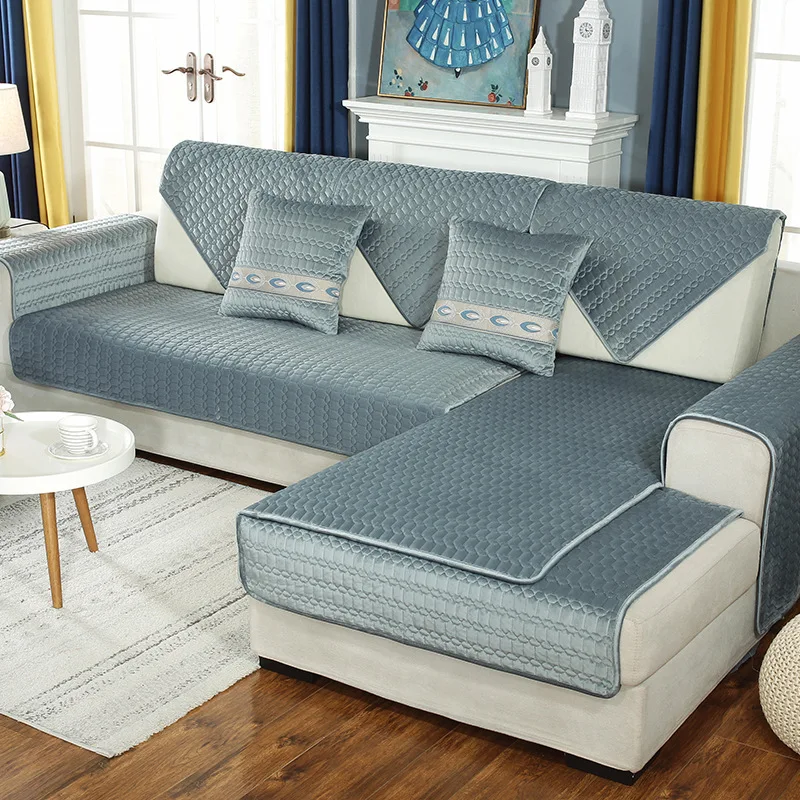 Бархатный Чехол для дивана в скандинавском стиле плотный однотонный