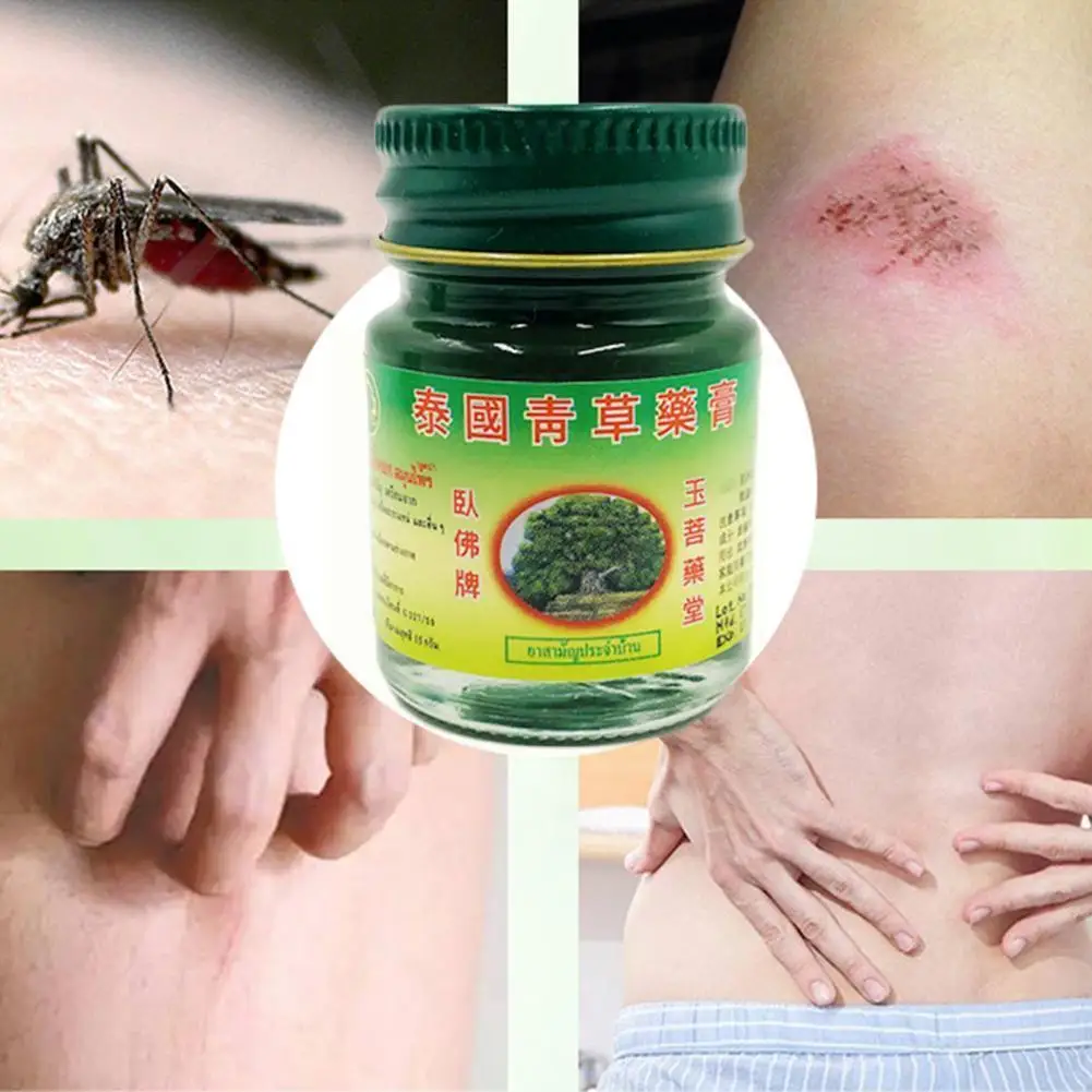 

15g Thailand Green Herbal Ointment Cool Oil Cold Headache Rub Care Sunburn Skin Relief Cream Aches Dizziness Pain Muscle Q8K4