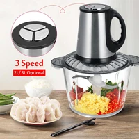 3l2l stainless steelglass meat grinder 3speed electric chopper meat grinder household automatic mincing machine food processor