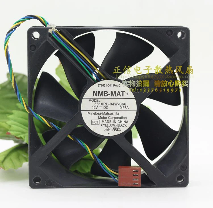 NMB-MAT 3610RL-04W-S66 DC 12V 0.56A 92x92x25 мм 4-проводной вентилятор охлаждения сервера