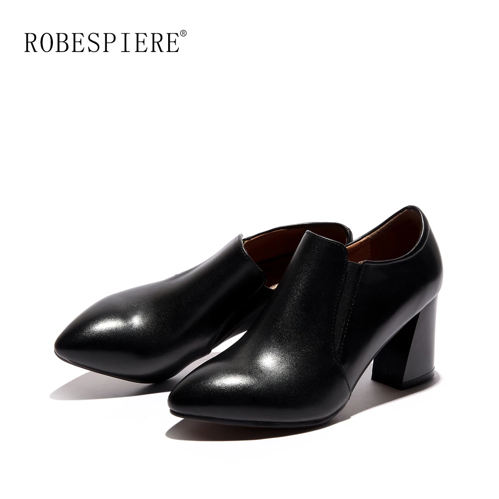 Женские туфли лодочки из натуральной кожи с острым носком на квадратном