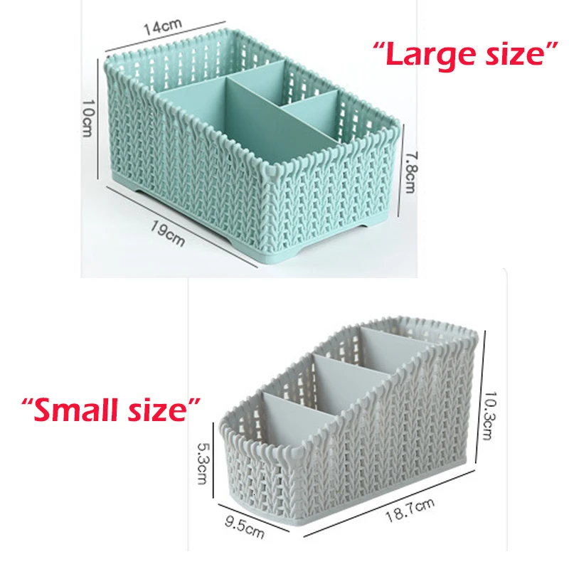 Rattan Cosmetic Storage Box Plastic Makeup Organizer Home Office Desk Storage Brush Holder Case Sundries Basket Object Container