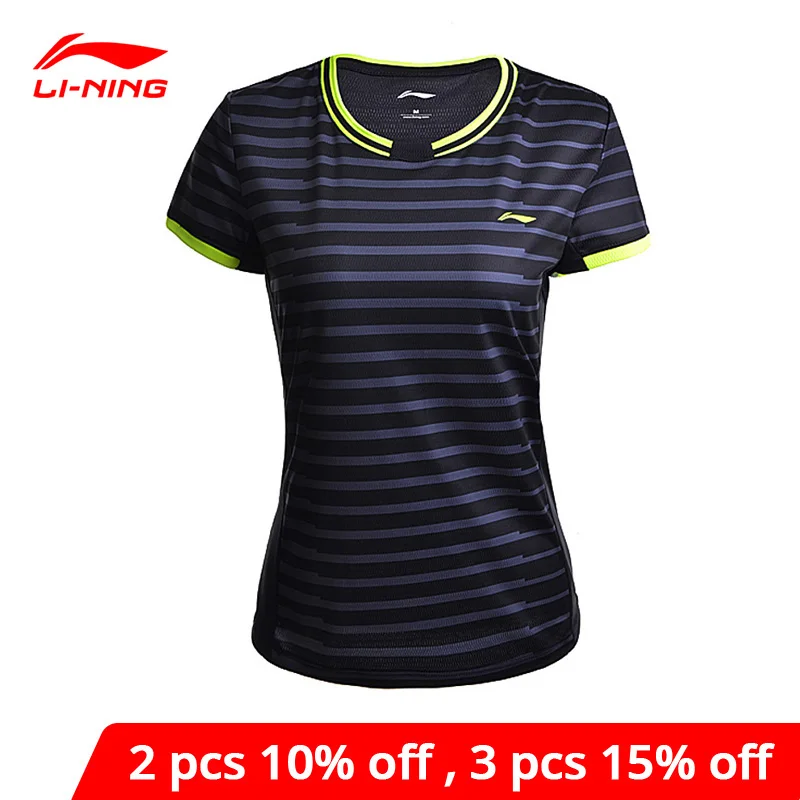Женская дышащая рубашка для бадминтона Li Ning классическая спортивная футболка с