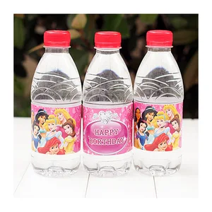6pcs/set Disney Princess Mickey Minnie Theme Water Bottle Label Birthday Party Decor Water Bottle St in USA (United States)