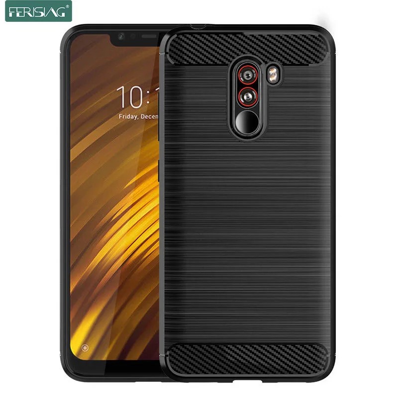 Чехол для Pocophone F1 чехол Xiaomi силиконовый бампер из ТПУ ударопрочный углеродного