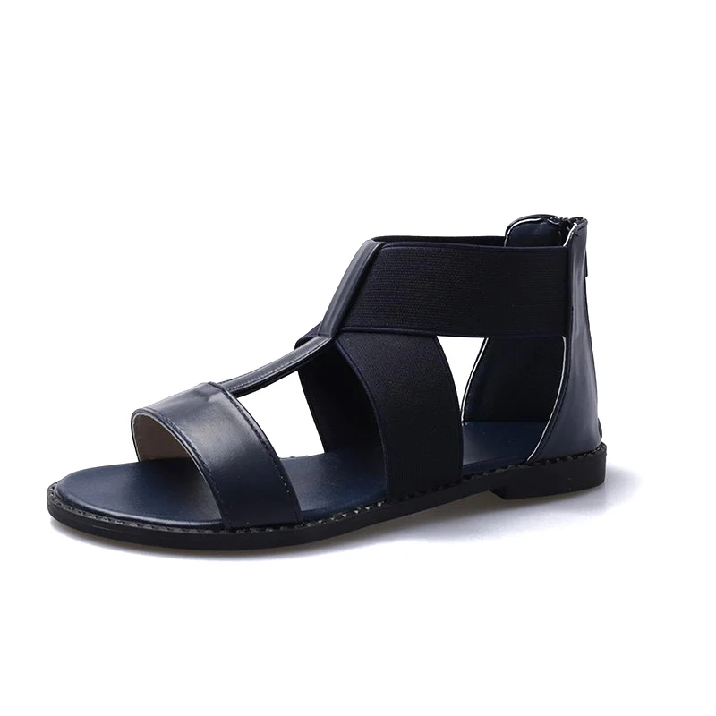 

Women Sandals Comfortable Across Tie Elastic Back Zip Peep Toe Ladies Gladiator Shoes Summer Soft Non Slip Casual Femmes Zapatos
