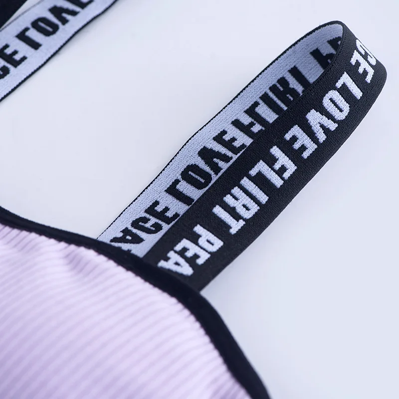 Бюстгальтер укороченный женский для фитнеса пурпурный с треугольными чашками