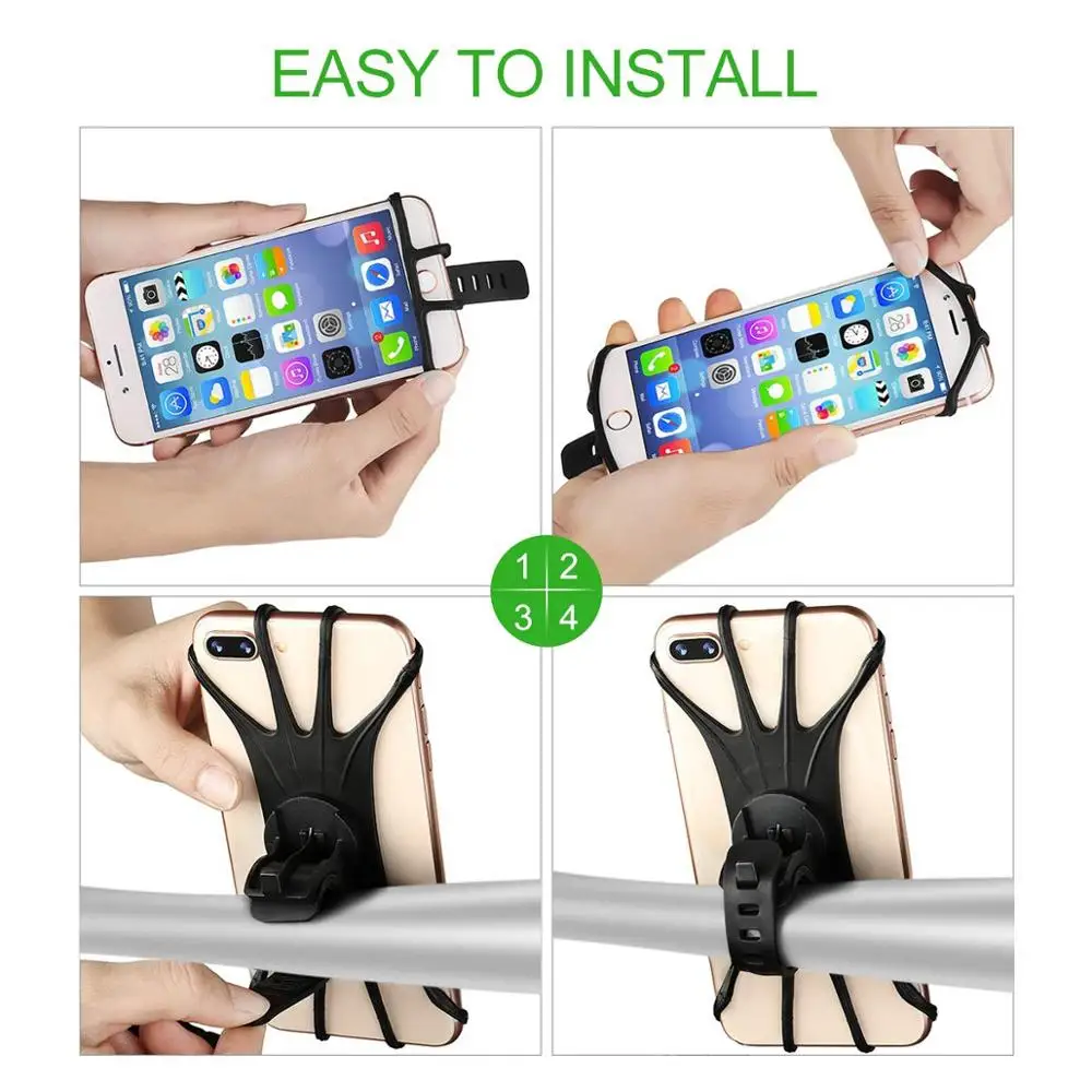 

Silicone Bicycle Phone Holder Motorcycle for IPhone 12 11 pro max 7 8 plus X Xr Xs Mobile Phone Stand Bike Clip Quick Mount