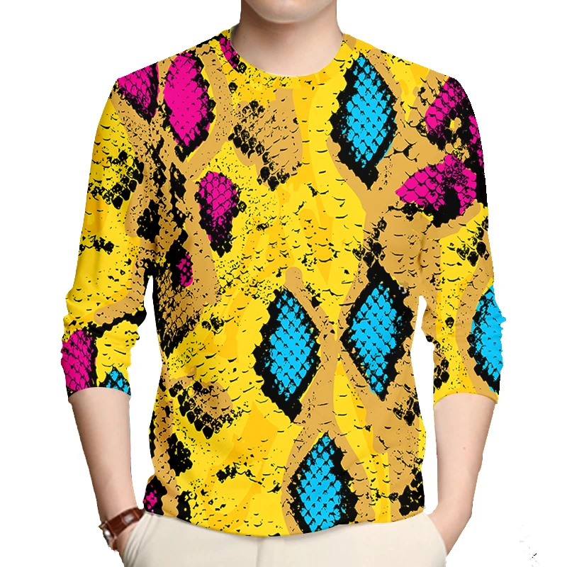 

Harajuku Snake Skin Pattern Long Sleeve T-Shirt Men/Women Fashionable 3d Print Comfortable Unisex Summer Oversize Tops Dropship